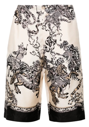 Gucci baroque-print silk shorts - Neutrals