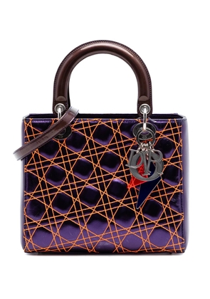 Christian Dior Pre-Owned 2011 Anselm Reyle Medium Metallic Lambskin Cannage Lady Dior satchel - Purple