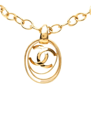 CHANEL Pre-Owned 1995 CC Gold Plated Oval Pendant Necklace costume necklace