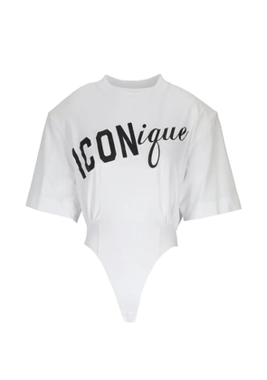 DSQUARED2 slogan-print pleated bodysuit - White