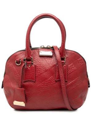 Burberry Pre-Owned 2000-2017 Small Heritage Grain Check Embossed Leather Orchard Bowling Bag satchel - Red