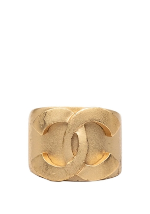 CHANEL Pre-Owned 2001 CC Gold Plated Band Ring costume ring