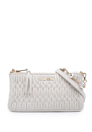 Miu Miu Pre-Owned 2010-2026 Matelasse Nappa Crystal Chain satchel - White
