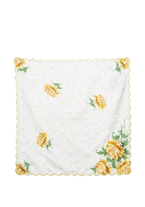 Tory Burch floral-painted silk neckerchief - White