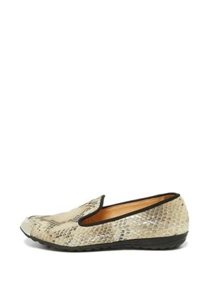 Giuseppe Zanotti Vintage Python-embossed leather slippers - Neutrals