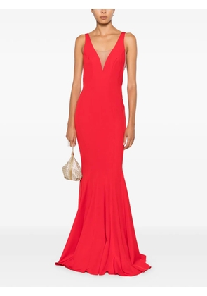 ALESSANDRO LEGORA sheer-panel V-neck maxi dress - Red