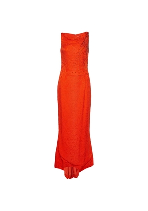 Carolina Herrera Vintage crinkled embellished maxi dress - Red