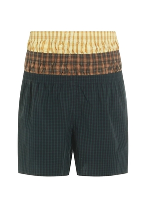 AWGE layered check shorts - Green