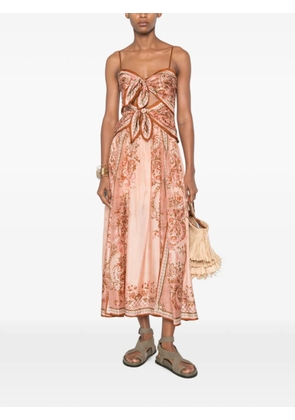 ZIMMERMANN Aster paisley-print knot-detail midi dress - Pink