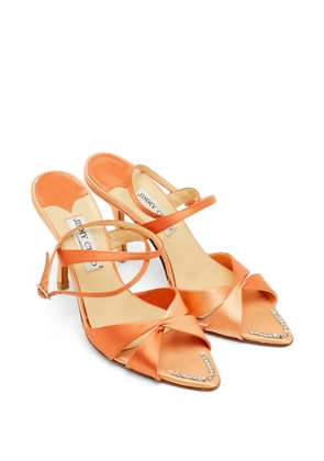 Jimmy Choo Pre-Owned Perfect-F crystal-embellished heeled sandals - Orange
