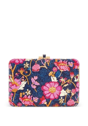 Judith Leiber brocade slim-slide crystal-embellished floral-pattern clutch bag - Blue
