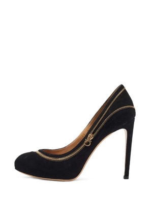Ferragamo Pre-Owned Rory suede zipper pumps - Black
