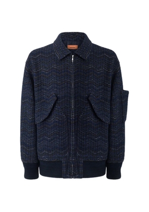 Missoni Zigzag-knit bomber jacket - Blue
