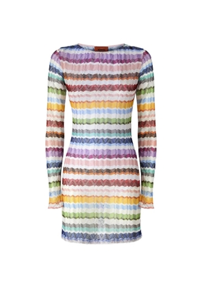 Missoni Zigzag-knit long-sleeve beach dress - Orange