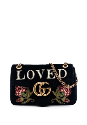 Gucci Pre-Owned 2016-2026 Large GG Marmont Matelasse Velvet Embroidered Loved shoulder bag - Black