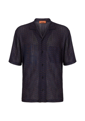 Missoni chevron-knit short-sleeve shirt - Blue