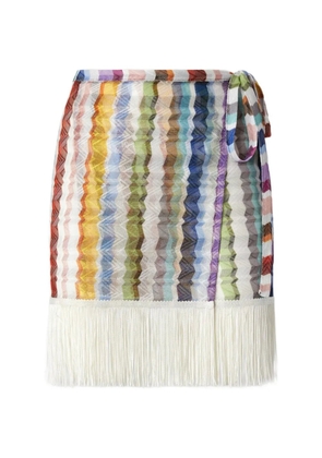 Missoni Zigzag fringe-trim skirt - White