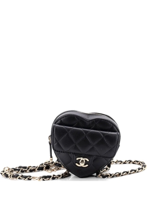 CHANEL Pre-Owned CC in Love Heart Quilted Lambskin belt bag - Black