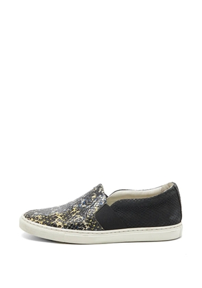Lanvin Pre-Owned python-embossed slip-on sneakers - Black
