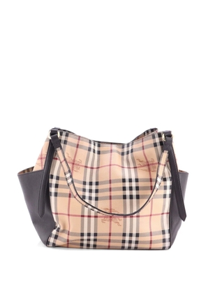Burberry Pre-Owned Canterbury Panels Tote Haymarket Coated Canvas and Leather Small shoulder bag - Brown