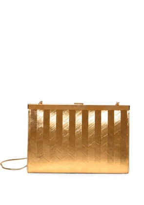 Alberta Ferretti chevron-engraved frame clutch bag - Gold