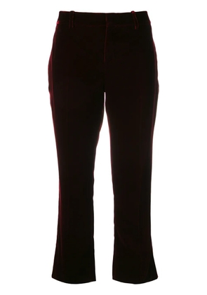 Saint Laurent Burgundy Mid rise flared velvet trousers