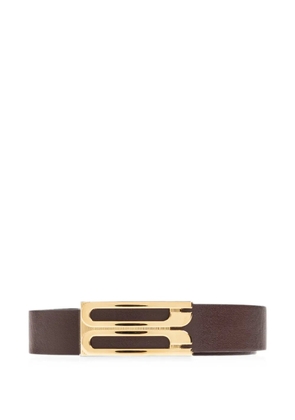 Victoria Beckham Dorian monogram-buckle leather belt - Brown