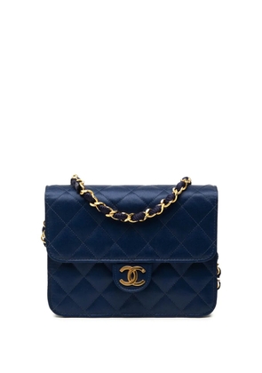 CHANEL Pre-Owned 1986-1988 Mini Square Quilted Satin Single Flap crossbody bag - Blue