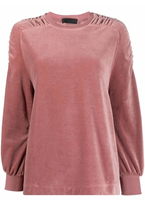 Alberta Ferretti chenille gathered-trim sweatshirt - Pink