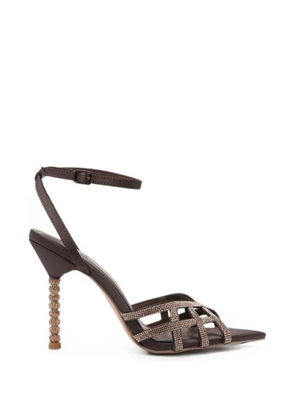 exè crystal-embellished cage-strap sandals - Brown