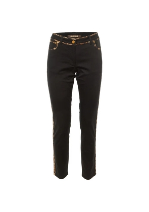 Roberto Cavalli Vintage leopard-print trim slim-fit trousers - Black