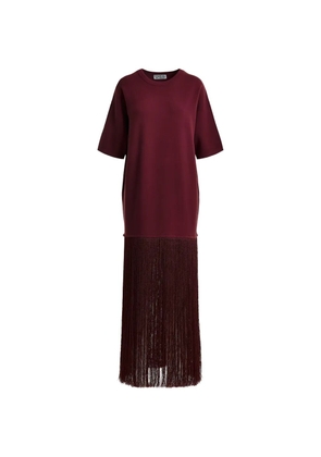 Essentiel Antwerp fringed-hem short-sleeve maxi dress - Red