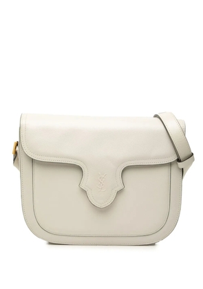Saint Laurent Pre-Owned 20th Century Embossed Logo Leather Flap shoulder bag - White