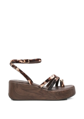 exè animal-print wedge sandals - Brown