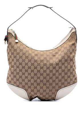 Gucci Pre-Owned 2016-2026 Large GG Canvas Web Princy hobo bag - White