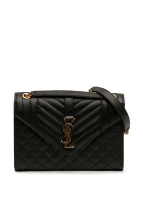 Saint Laurent Pre-Owned 2022 Medium Grain De Poudre Triquilt Monogram Envelope Bag shoulder bag - Black