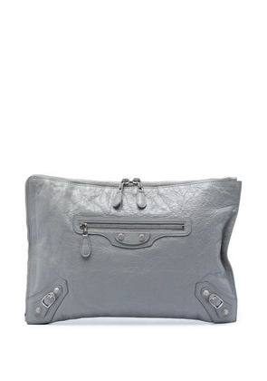Balenciaga Pre-Owned 2018 Lambskin Motocross Giant 12 Zip Around Flat clutch bag - Grey