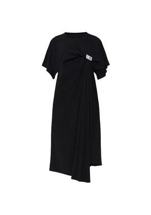 MM6 Maison Margiela gathered logo-patch dress - Black