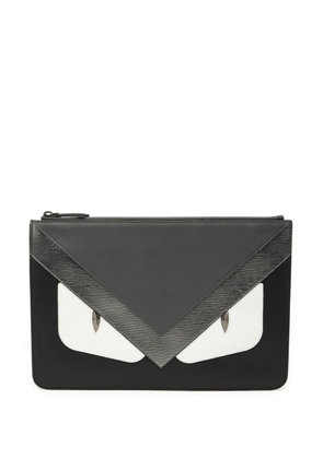 Fendi Pre-Owned 2010-2026 Leather Monster Eyes Zip clutch bag - Black