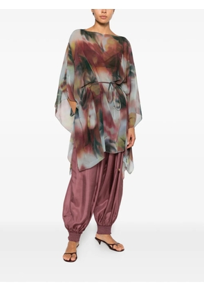 Patrizia Pepe abstract-print silk scarf - Purple