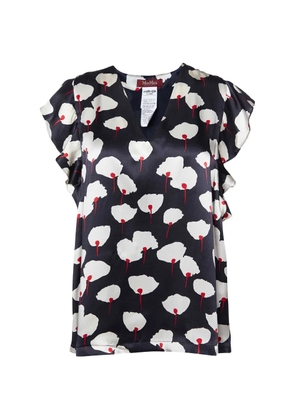 Max Mara floral-print ruffled-sleeve blouse - Black