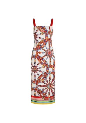 Dolce & Gabbana Carretto-print Charmeuse dress - White