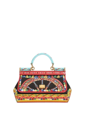 Dolce & Gabbana mini Carretto-print Sicily handbag - Black