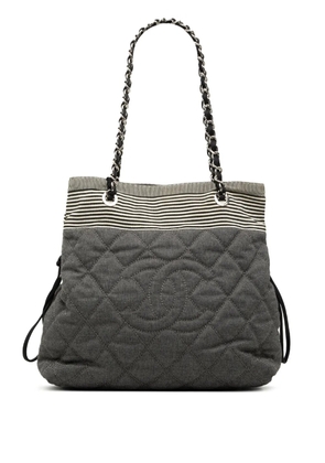 CHANEL Pre-Owned 2009-2010 Medium Quilted Denim Bon Bon tote bag - Grey