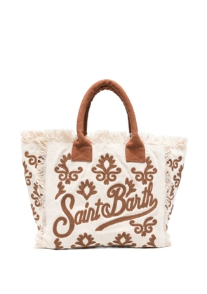 MC2 Saint Barth Vanity Rug embroidered fringed tote bag - Neutrals