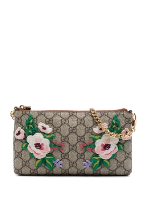 Gucci Pre-Owned 2000-2017 GG Supreme Embroidered Flower Chain Pochette shoulder bag - Neutrals