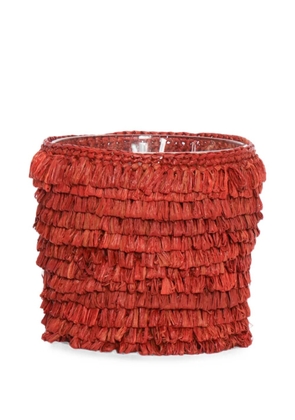 IBELIV fringed raffia-cover candle - Red