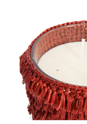 IBELIV fringed raffia-cover candle - Red