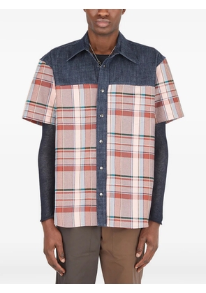 (di)vision check-panel denim-weave shirt - Neutrals
