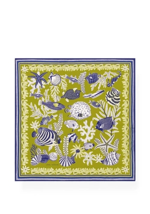Inoui Editions marine-print silk scarf - Green